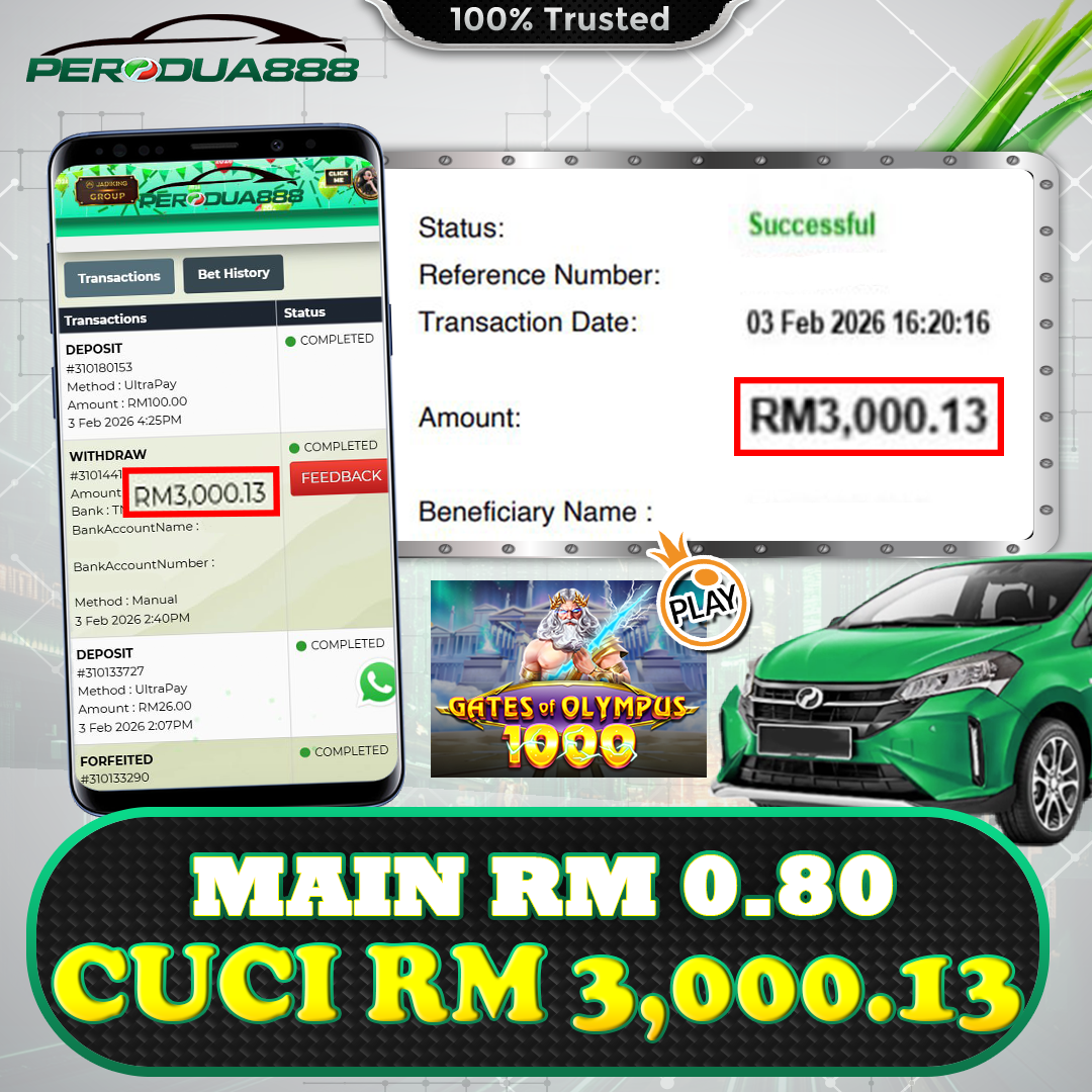 Perodua888 x Pragmatic : Gates of Olympus 1000